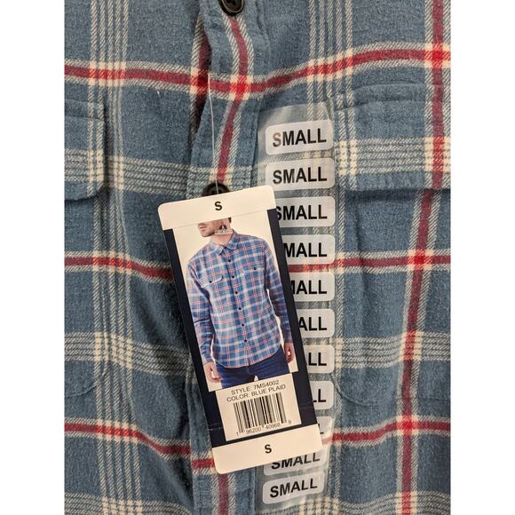 Lucky Brand Flannel Shirt S Blue Plaid 7MS4002 Humboldt Woven Western Classic - Picture 2 of 10